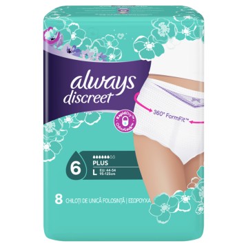 Always Discreet Plus Εσώρουχα Ακράτειας Large 8τμχ Always Discreet Plus Εσώρουχα Ακράτειας Large 8τμχ
