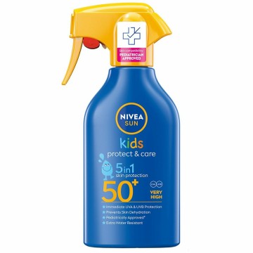 Nivea Sun Kids Protect Care 5 в 1 спрей SPF50+ Детски слънцезащитен лосион за лице и тяло 270 ml