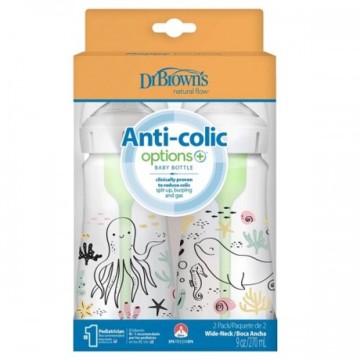 Dr. Browns Natural Flow Anti-Colic Options Wide Neck 0m+ με Θηλή Σιλικόνης Ωκεανός 270ml
