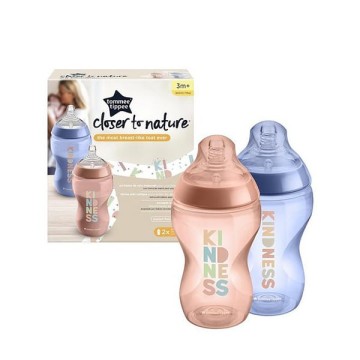 Shishe Tommee Tippee Baby Closer to nature fluksi mesatar 340ml me dizajn të sjellshëm (2 copë) 3m+