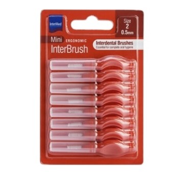 Межзубные мини-ершики Intermed Эргономичные с ручкой 0,5 мм, красные, 8 шт.