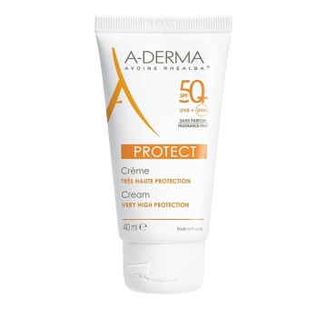 A-Derma Protect Cream SPF50+, crema solare viso senza profumo, 40 ml