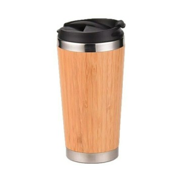 OLABamboo Thermos Cup Thermos en acier inoxydable pour boissons chaudes et froides 450 ml