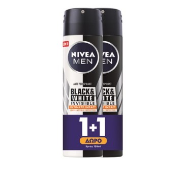 Nivea Men Black & White Invisible Ultimate Impact Spray 48h Lot de 2 x 150 ml