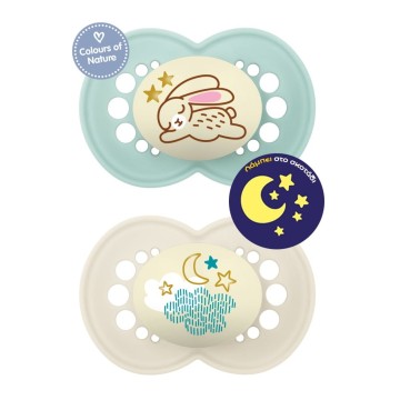 Mam Silicone Pacifiers Original Night for 6-16 months Veraman/Beige 2 pieces