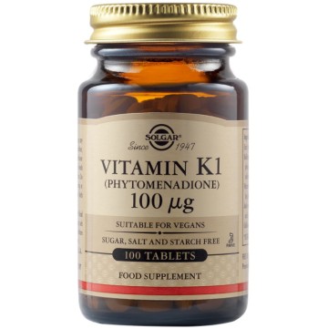 Solgar Vitamine K1 100μg Coagulation Sanguine-Ostéoporose 100 Comprimés