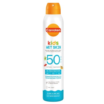 Carroten Kids Wet Skin Spf 50, Spray solaire invisible pour le corps, 200 ml