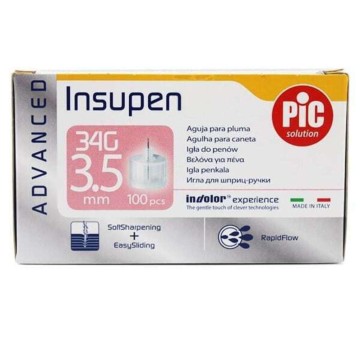 Pic Solution Insupen gjilpëra të avancuara 34Gx3.5mm për stilolaps insulinë 100 copë