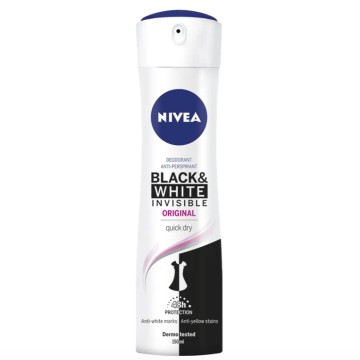 Nivea Black & White Invisible Original Spray anti-transpirant à séchage rapide 48h 150 ml