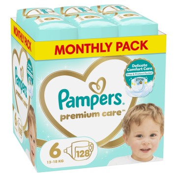 Pampers Monthly Pack Premium Care No 6 (13kg-18kg), 128 τεμάχια
