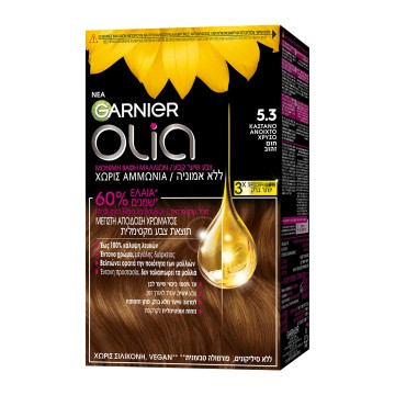 Garnier Olia Βαφή Μαλλιών 5.3 Καστανό Ανοιχτό Χρυσό Χωρίς Αμμωνία 60g Garnier Olia Βαφή Μαλλιών 5.3 Καστανό Ανοιχτό Χρυσό Χωρίς Αμμωνία 60g