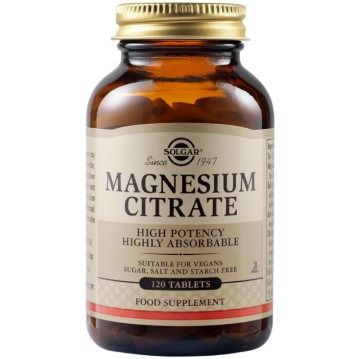 Solgar Citrate Magnesium 200mg, Καρδιακοί Παλμοί, Νευρικό Σύστημα tabs 120s