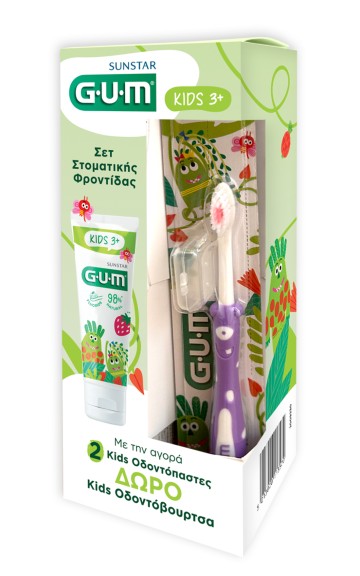 Gum Promo 3000 Dentifrice pour 3 ans et plus, 2 pièces & Brosse à dents Junior Monster pour 3 ans et plus, 1 pièce