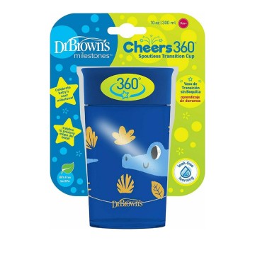 Dott. Browns Bicchiere di plastica per bambini Cheers 360° Blu 9m+ 300ml