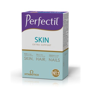 Vitabiotics Perfectil Plus Skin Extra Support, Formule Complète pour Cheveux, Ongles & Peau 2x28 onglets