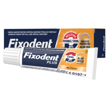 Fixodent Plus Strong Bite All Day Hold No Flavor 40g