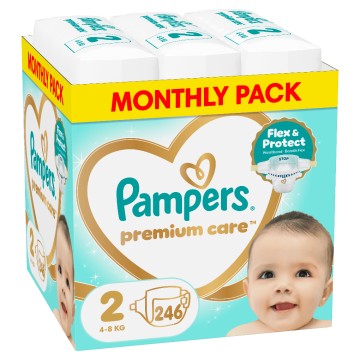 Pampers Monthly Premium Care Πάνα No2 (4-8kg), 246 τεμάχια Pampers Monthly Premium Care Πάνα No2 (4-8kg), 246 τεμάχια