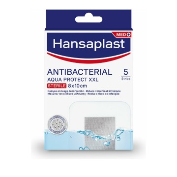 Pads ngjitëse të papërshkueshëm nga uji dhe steril Hansaplast Med Antibacterial Aqua Protect XXL 10x8cm 5 copë