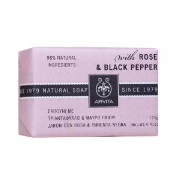 Apivita Savon Naturel Rose & Poivre Noir Savon pour Graisse Locale & Cellulite 125gr