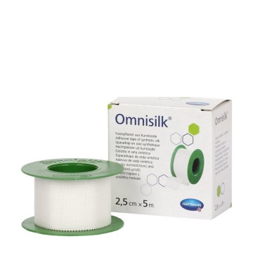 أشرطة تثبيت Hartmann Omnisilk مصنوعة من الحرير الصناعي الأبيض مقاس 2,5 سم × 5 م 1 قطعة.