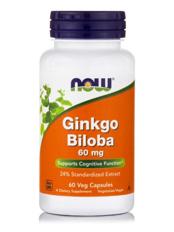 Now Foods Ginkgo Biloba 60 mg, 60 gélules végétales