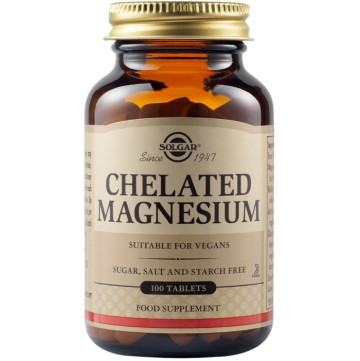 Solgar Magnésium chélaté 100 mg fournit du magnésium chélaté à haute puissance 100 comprimés
