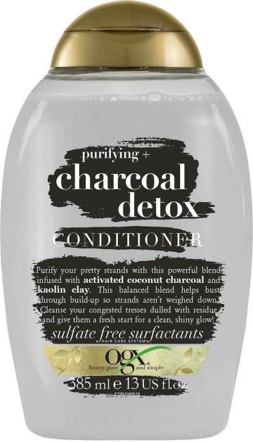 OGX Purifying + Charcoal Detox Conditioner Hydratant pour tous types de cheveux 385 ml