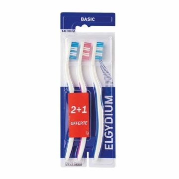 Elgydium Promo Basic Οδοντόβουρτσα Medium 3 τμχ