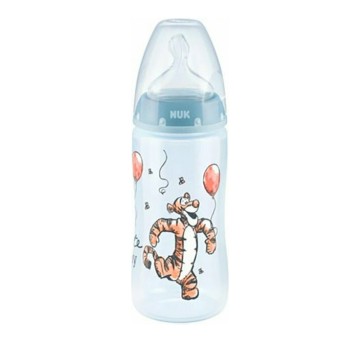 Nuk First Choice Plus Biberon en plastique avec contrôle de la température, Tétine en silicone M pour 0-6 mois Bleu Winnie The Poof 300 ml