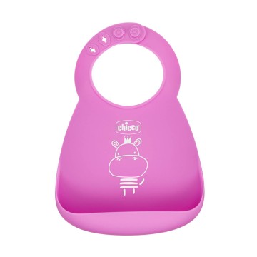 Chicco Pink Silicone Bib for Crumbs 6m+ 1 piece