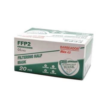 Barbeador Μάσκα Ενηλίκων FFP2 NR Λευκό Χωρίς Βαλβίδα 20 τεμάχια Barbeador Μάσκα Ενηλίκων FFP2 NR Λευκό Χωρίς Βαλβίδα 20 τεμάχια