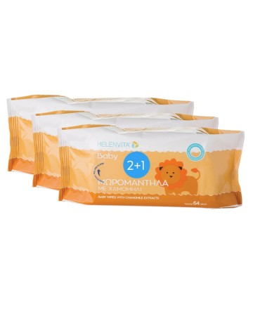 Helenvita Baby Baby Wipes with Chamomile 64pcs 2+1 Gift