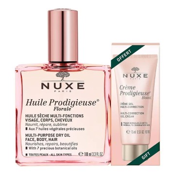 Nuxe Promo Huile Prodigieuse Florale 100 مل وكريم جل متعدد التصحيح 15 مل