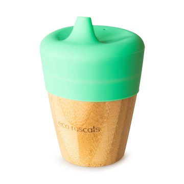 Бамбуковая чашка Eco Rascals зеленая с кормушкой-непроливайкой