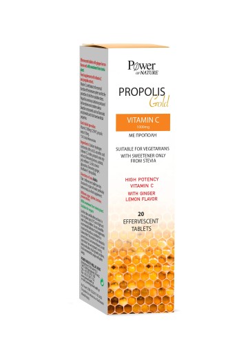 Power of Nature Propolis Gold Vitamine C 1000 mg avec propolis, 20 comprimés effervescents