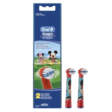 Oral-B Stages Power Mickey, Pezzi di ricambio per spazzolino elettrico per bambini 2pz