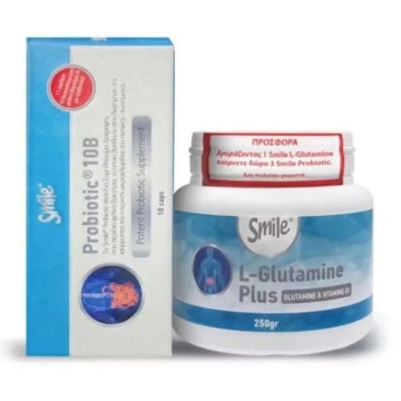 Smile Promo L-Glutamine Plus 250gr & Δώρο Probiotic 10b 3x10 caps