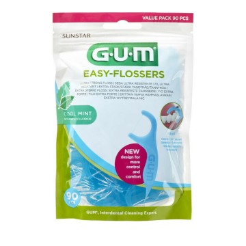 GUM Sunstar Easy Flossers 890 Конец за зъби във вилици Cool Mint Леко восъчен 90 бр.