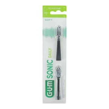 GUM Sonic Daily Soft 4110 Têtes de rechange pour brosse à dents électrique Noir 2pcs