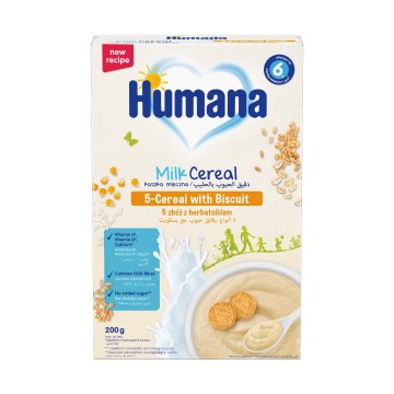 Humana Κρέμα 5 Δημητριακά με Μπισκότο, μετά τον 6ο Μήνα, 200g