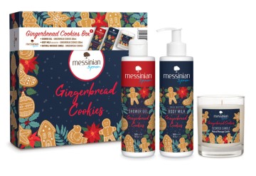 Messinian Spa Promo Gingerbread Cookies Box Shower Gel 300ml & Body Milk 300ml & Candle