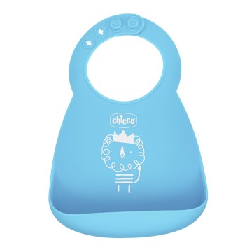Chicco Blue Silicone Bib for Crumbs 6m+ 1 piece