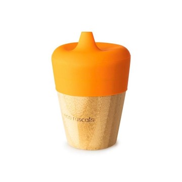 Бамбуковая чашка Eco Rascals оранжевая с кормушкой-непроливайкой