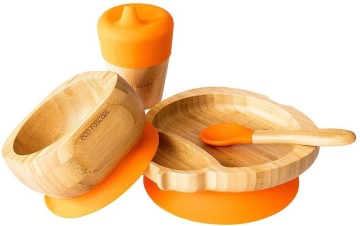 Eco Rascals Bamboo Set Ladybird Orange Plate, Straw Cup, Bowl & Spoon