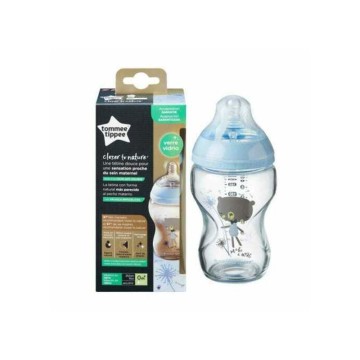 Стъклена бебешка бутилка Tommee Tippee Closer to nature с нисък дебит 250 мл с дизайн за момче 0 м+
