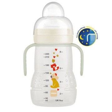 Mam Trainer+ Night Μπιμπερό Μετάβασης Λευκό για 4+ μηνών 220ml Mam Trainer+ Night Μπιμπερό Μετάβασης Λευκό για 4+ μηνών 220ml