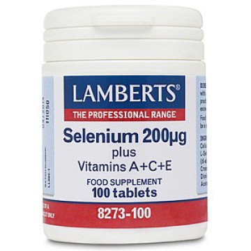 Lamberts Sélénium 200μg Plus ACE Sélénium avec Vitamines A, C, E 100 Comprimés