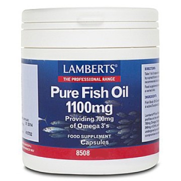 Lamberts Pure Fish Oil 1100 mg Supplément d'huile de poisson pour le cœur, les articulations, la peau et le cerveau 120 capsules