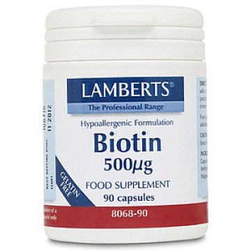Lamberts Biotin 500 мкг биотин витамины для волос 90 капсул