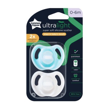 Tommee Tippee Πιπίλες σιλικόνης Ultra light 0-6m (2τμχ)